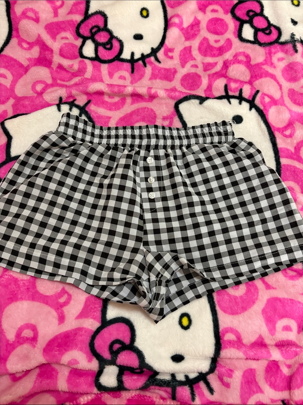 Girls' Black & White Gingham Pull-On Shorts